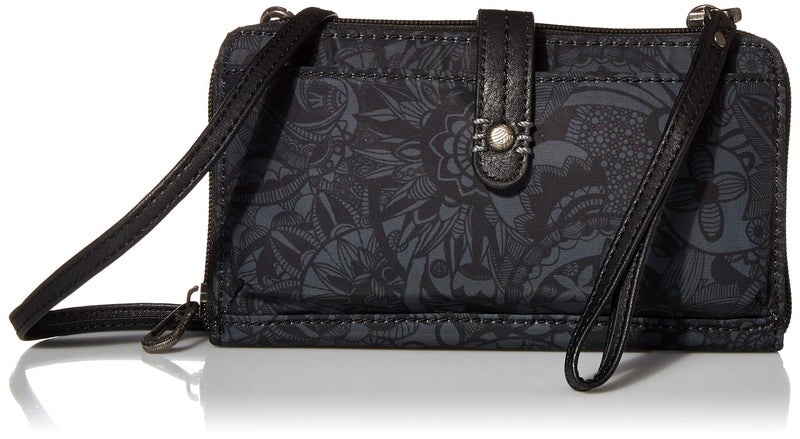Sakroots Artist Circle Smartphone Crossbody in Eco Twill, Detachable Wristlet Strap, Black Spirit Desert - Image 1